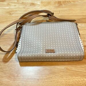 Fossil Leather Crossbody with Hearts Design